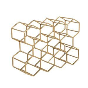 Evergreen 11 Bottle Hexagon Wine Rack Gold Finish